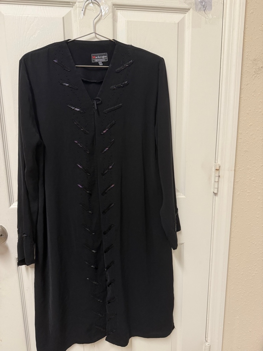 Modesty Muslims kenzie Black Long Sleeve Beaded abaya Tunic Dress